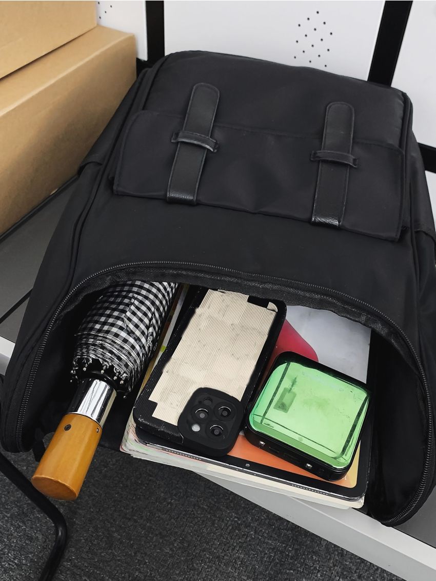 Medium Classic Backpack Letter Patch Decor