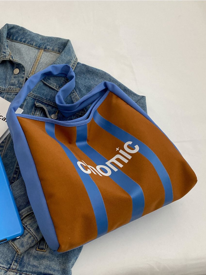 Letter Graphic Hobo Bag Large Capacity Casual