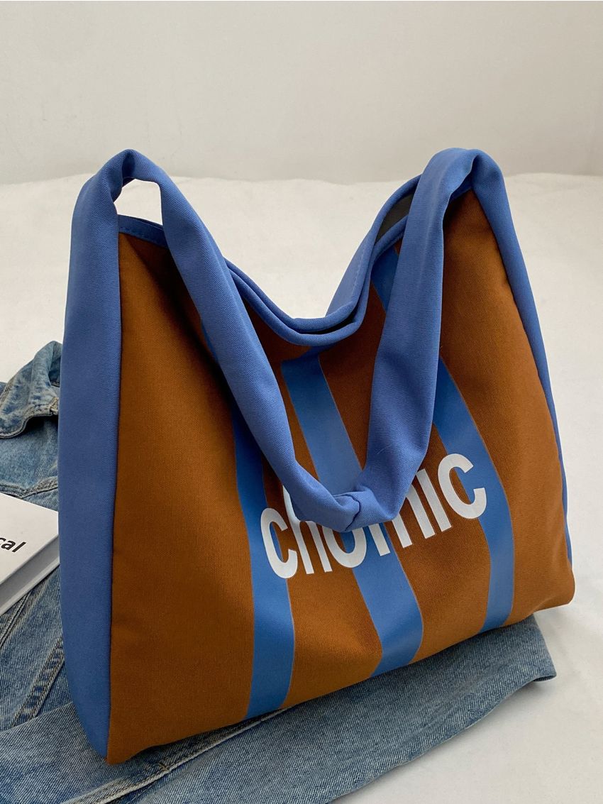 Letter Graphic Hobo Bag Large Capacity Casual