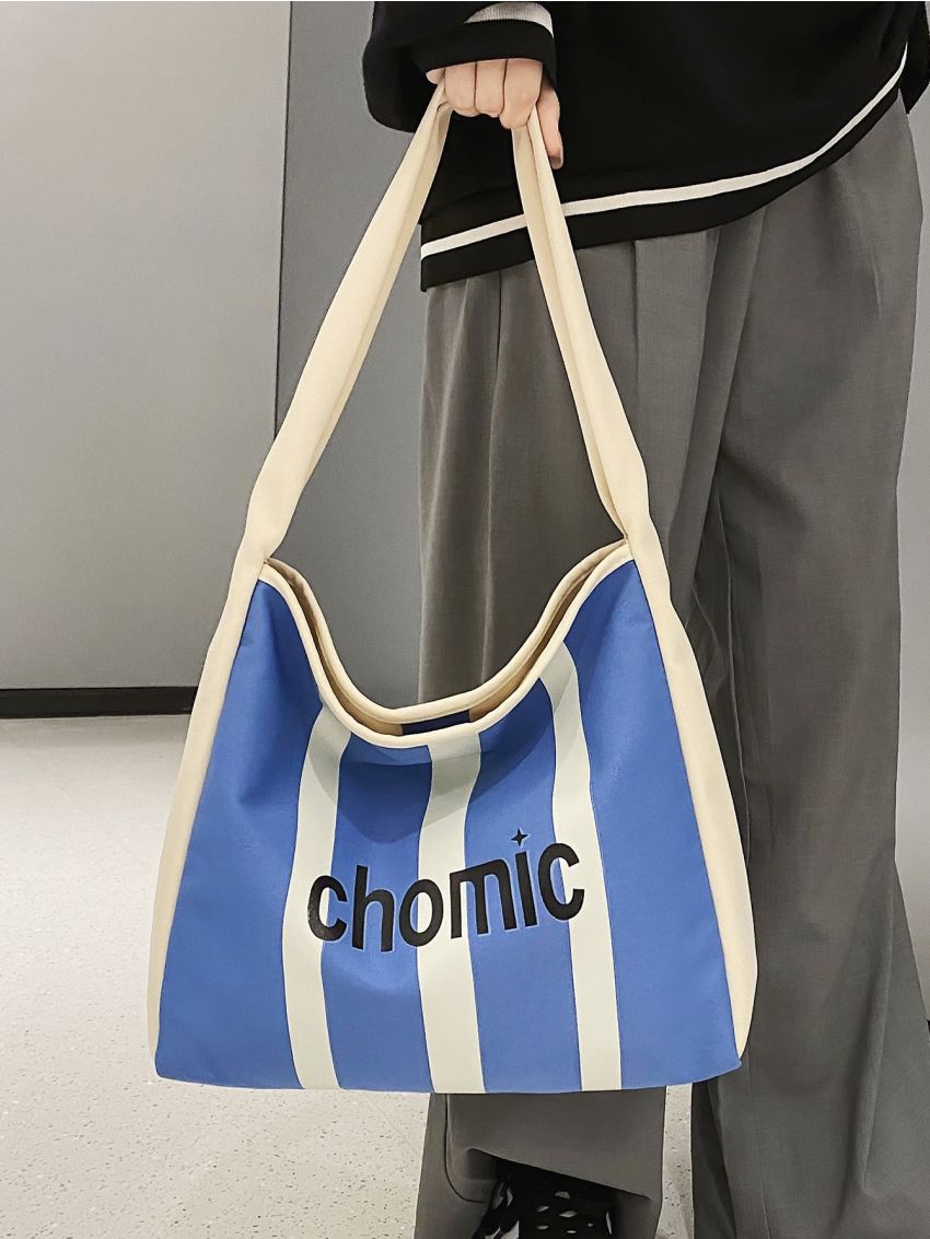 Letter Graphic Hobo Bag Large Capacity Casual