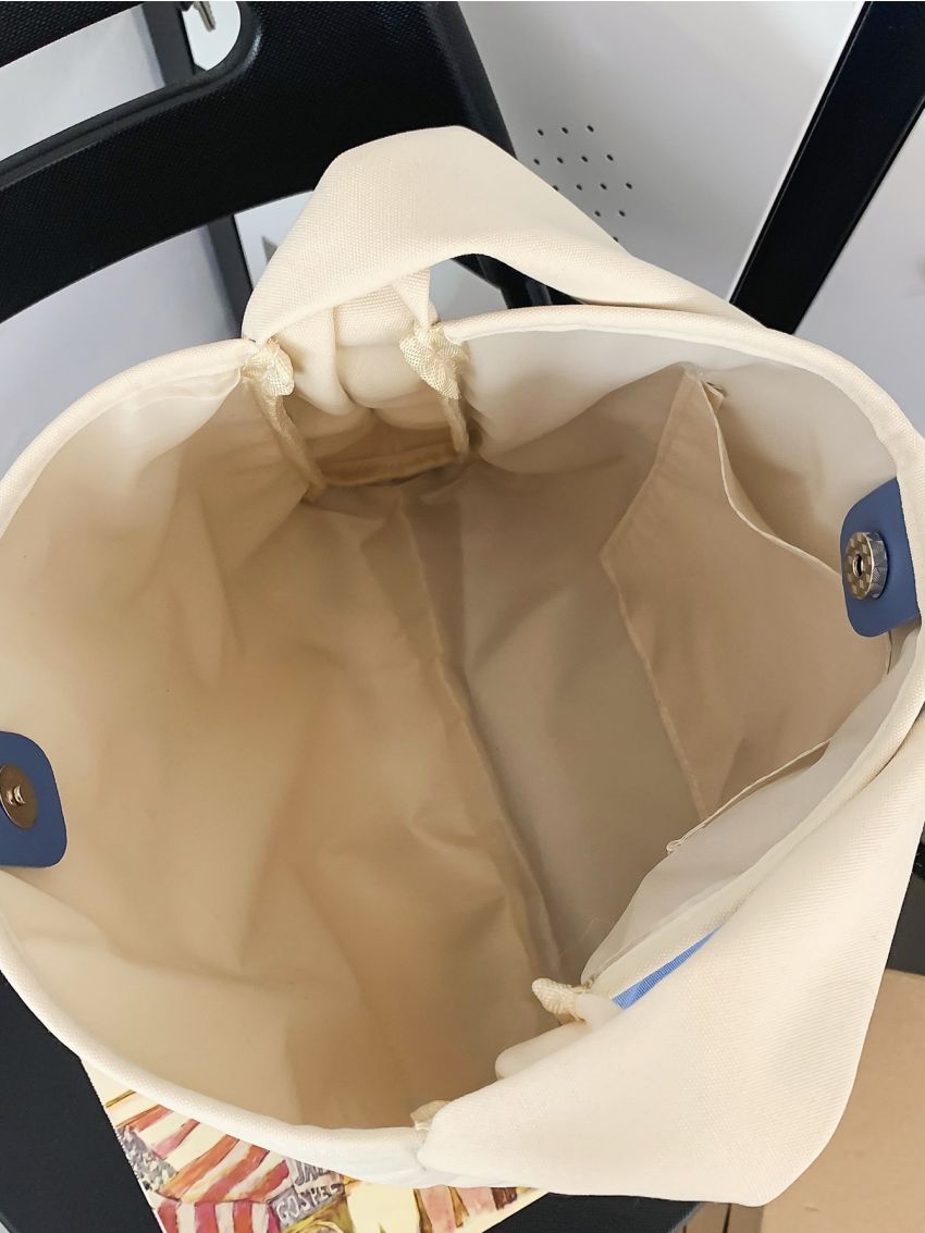 Letter Graphic Hobo Bag Large Capacity Casual