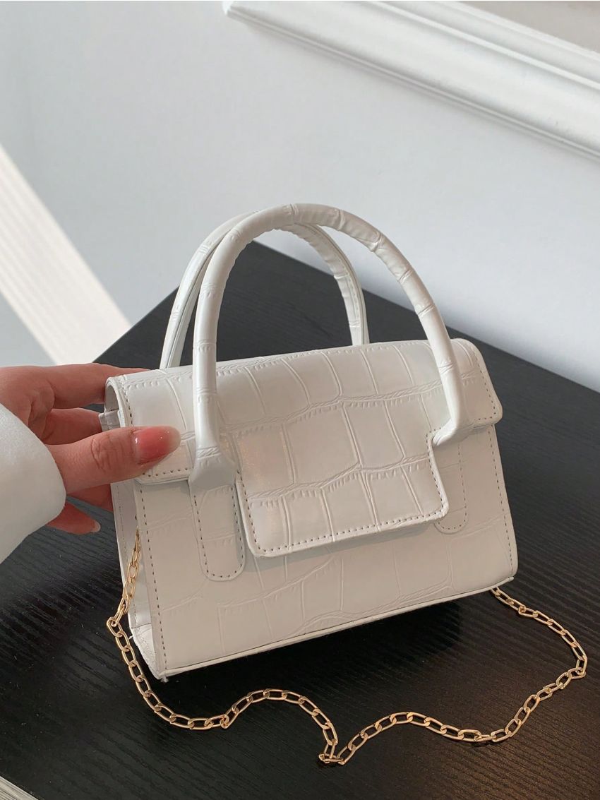 Mini Flap Square Bag Geometric Embossed Minimalist