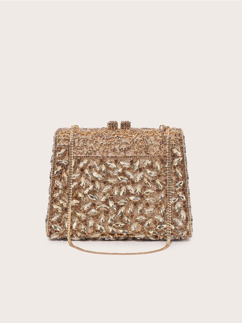 Mini Box Bag Rhinestone Decor Glamorous