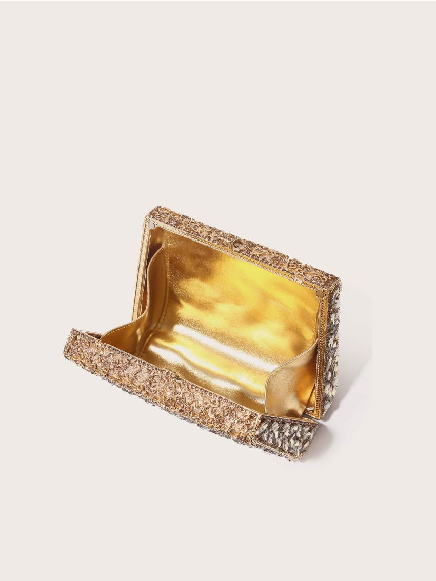 Mini Box Bag Rhinestone Decor Glamorous