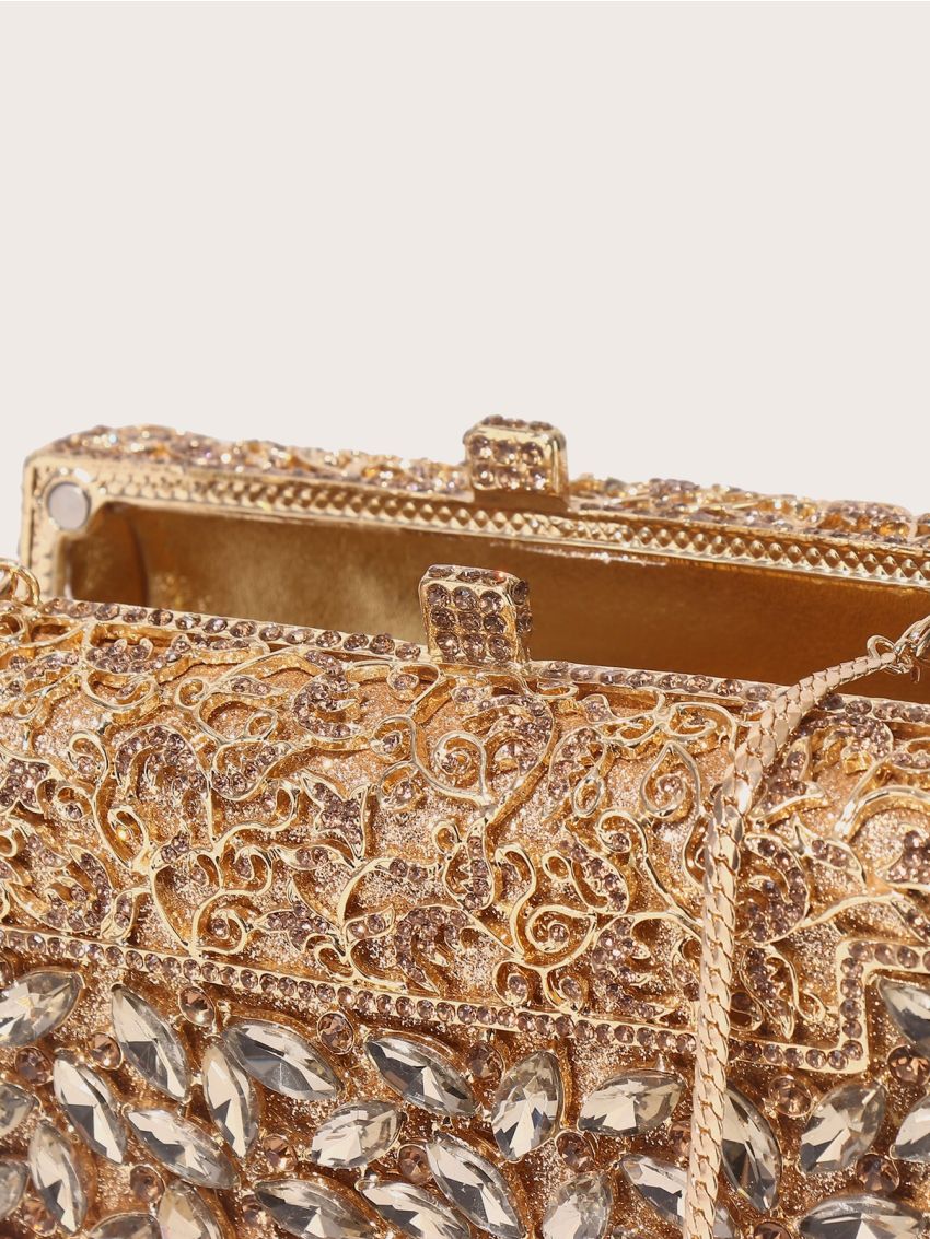 Mini Box Bag Rhinestone Decor Glamorous