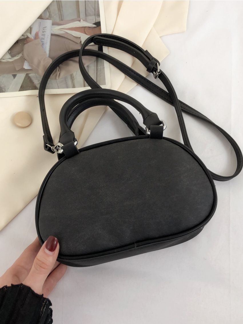 Mini Satchel Bag Studded & Chain Decor PU