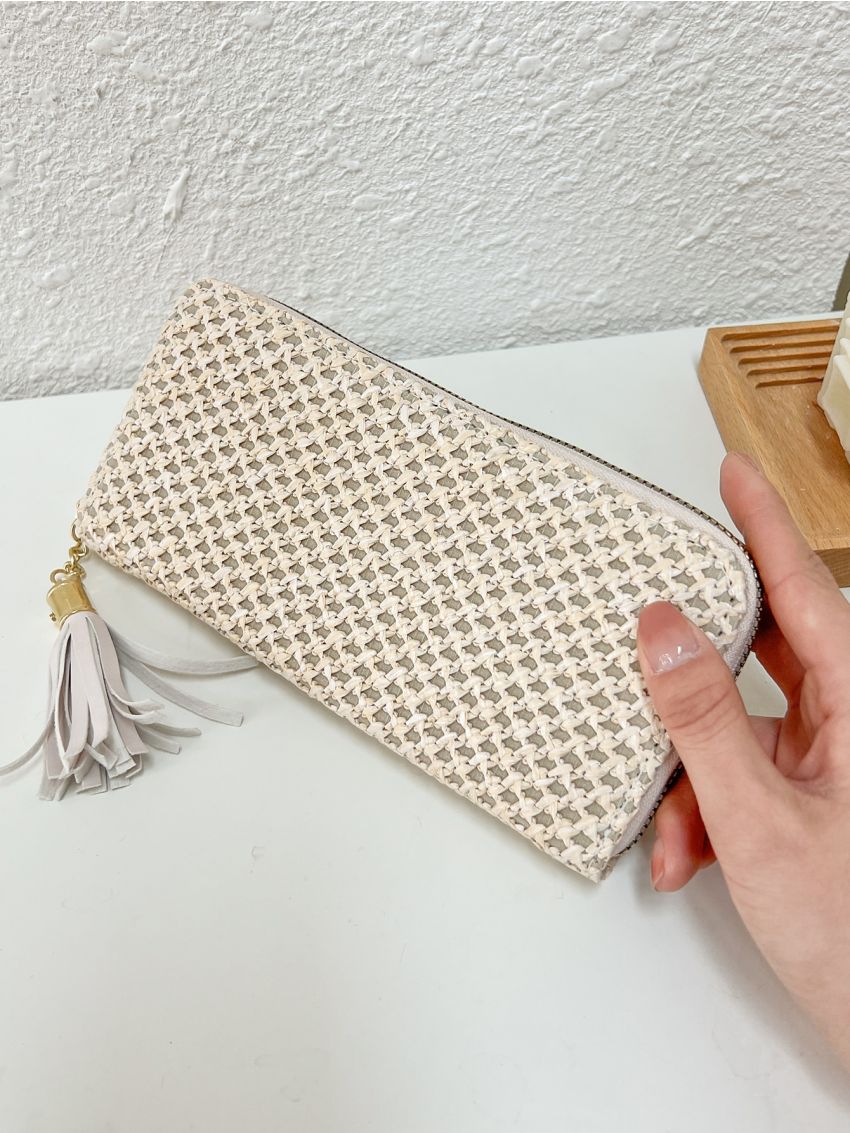 Minimalist Long Wallet Straw Tassel Decor