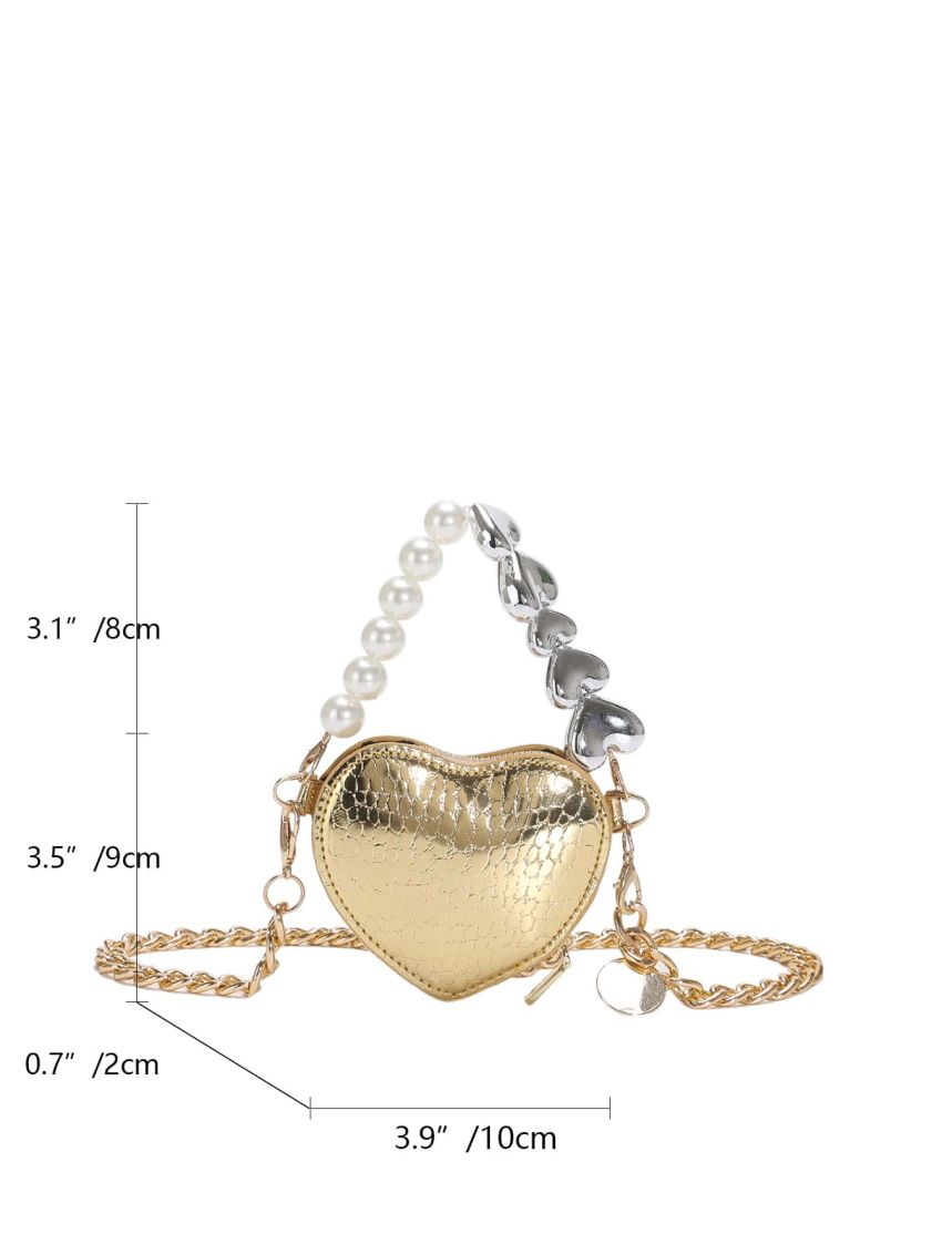 Mini Novelty Bag Metallic Crocodile Embossed Heart Design