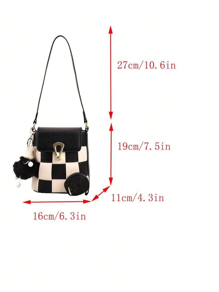 Two Tone Bucket Bag Braided Design With Bag Charm