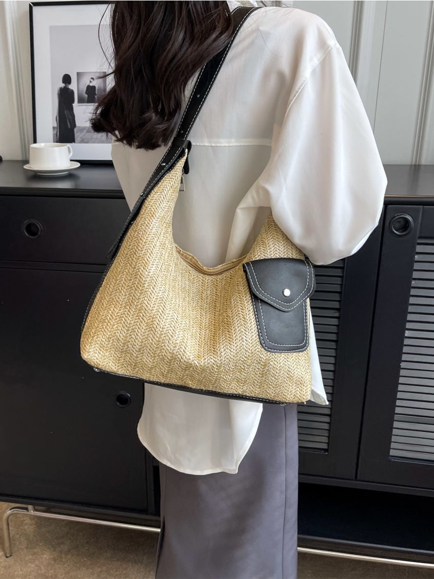 Pocket Front Straw Bag Vacation