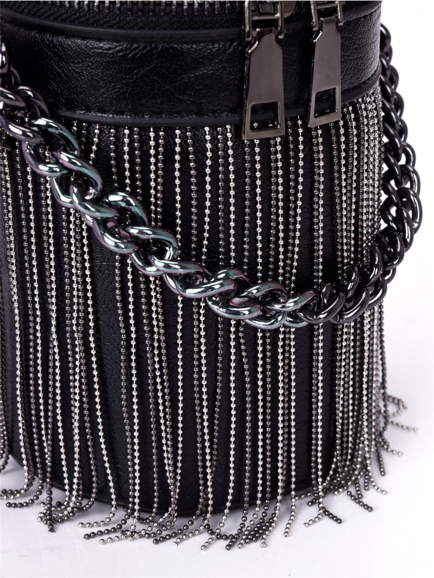 Mini Bucket Bag Fringe Decor Punk