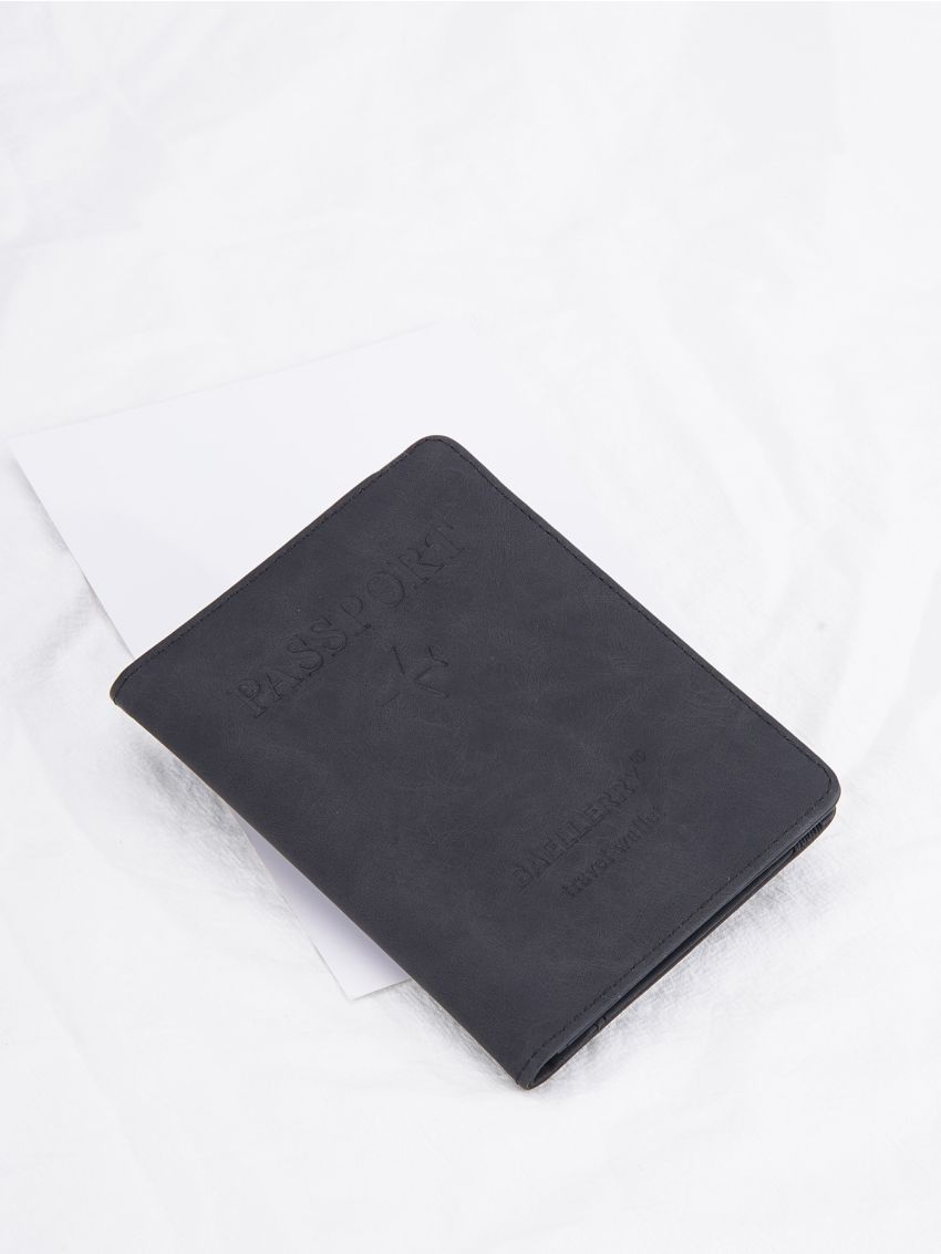 Plane & Letter Detail Passport Case PU