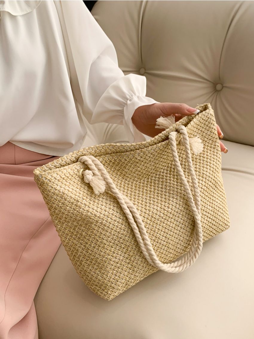 Minimalist Straw Bag Chain Strap Vacation