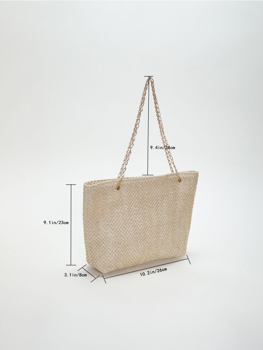 Minimalist Straw Bag Chain Strap Vacation