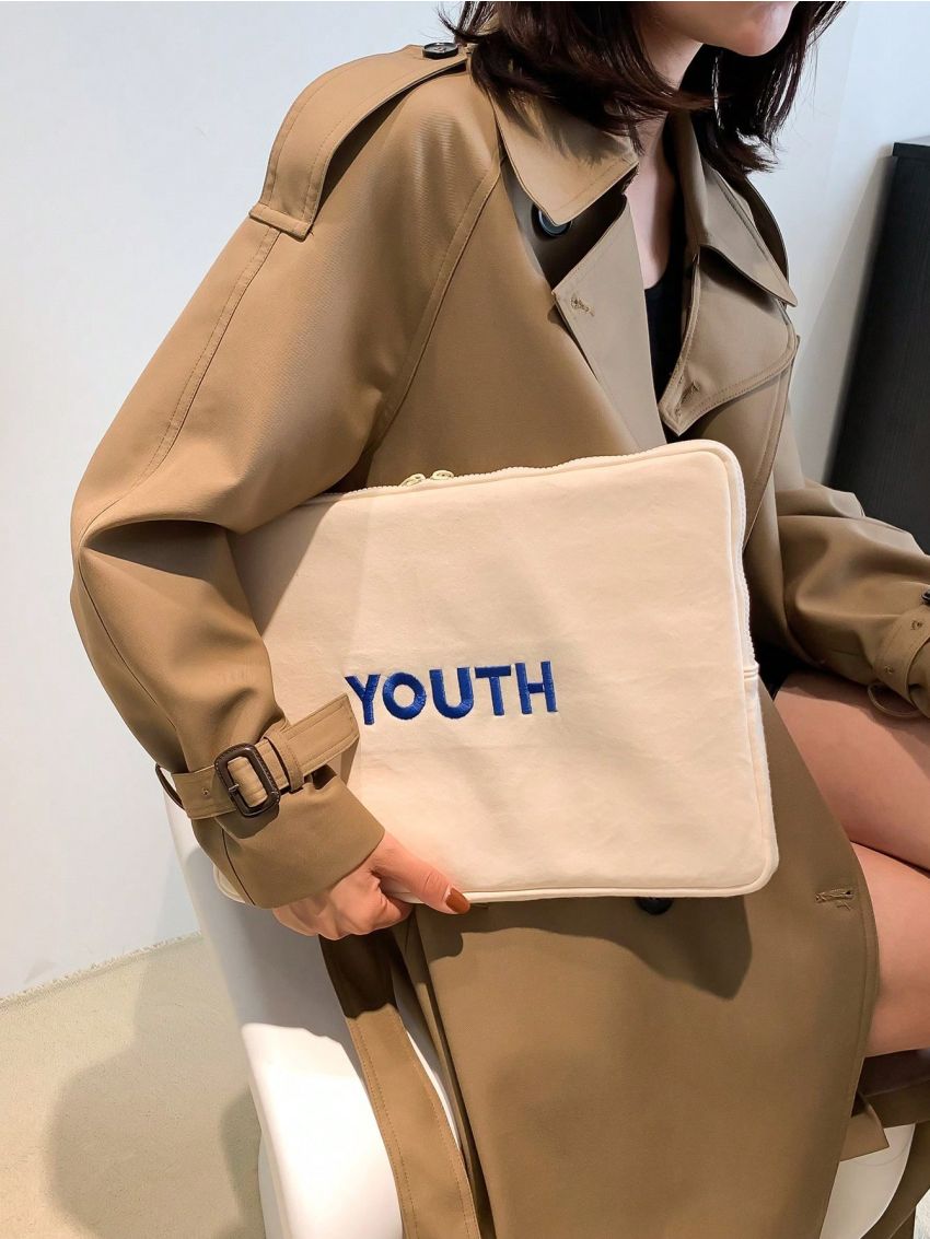 Letter Graphic Square Bag Zipper Fashion