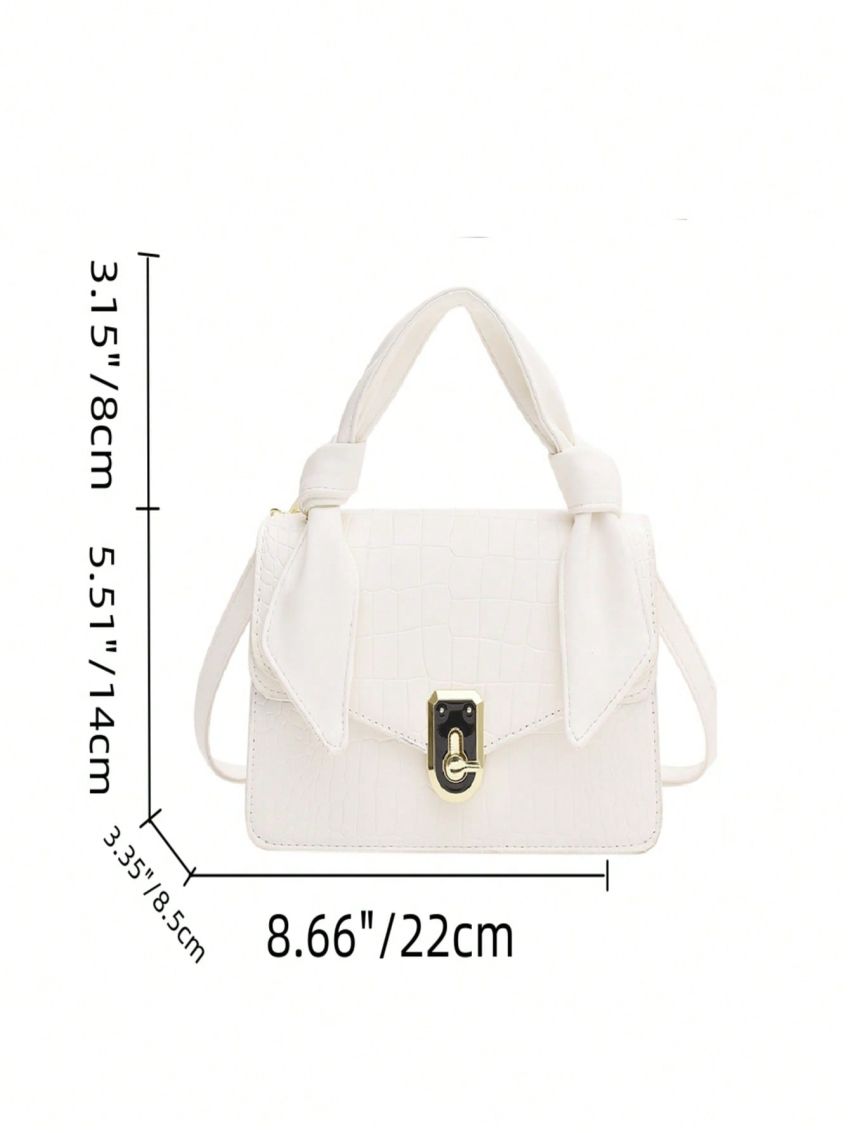Crocodile Embossed Square Bag Small White
