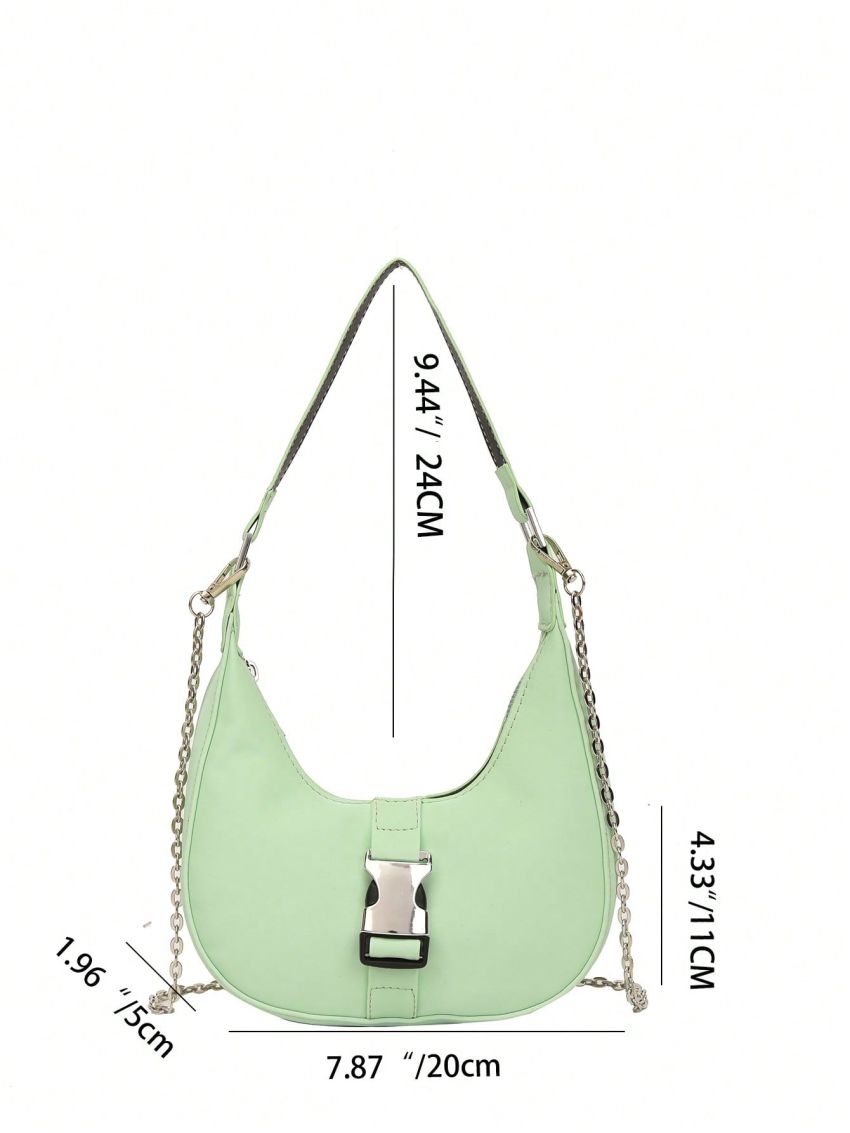 Mini Hobo Bag Release Buckle Decor Chain Strap For Daily