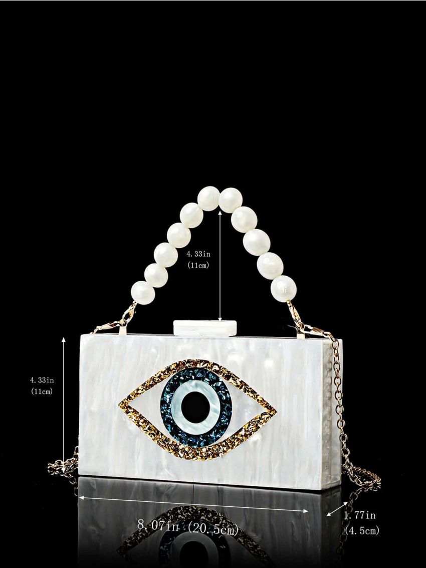 Eye Graphic Box Bag Small Beaded Strap