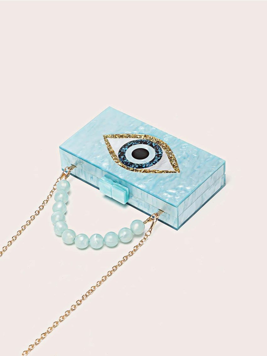 Eye Graphic Box Bag Small Beaded Strap