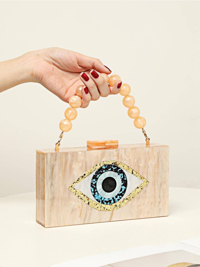 Eye Graphic Box Bag Small Beaded Strap