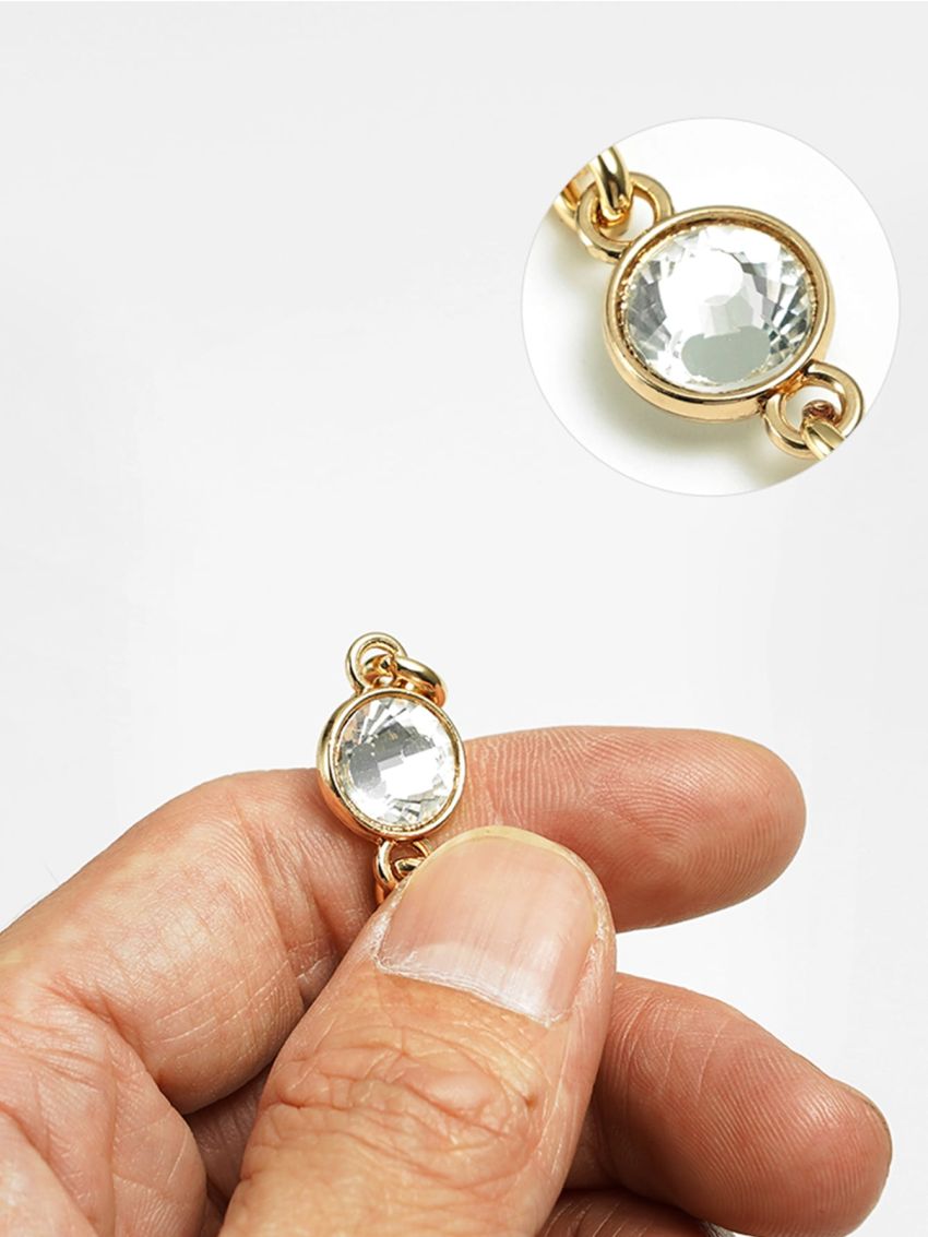 Rhinestone Decor Chain Bag Strap Gold