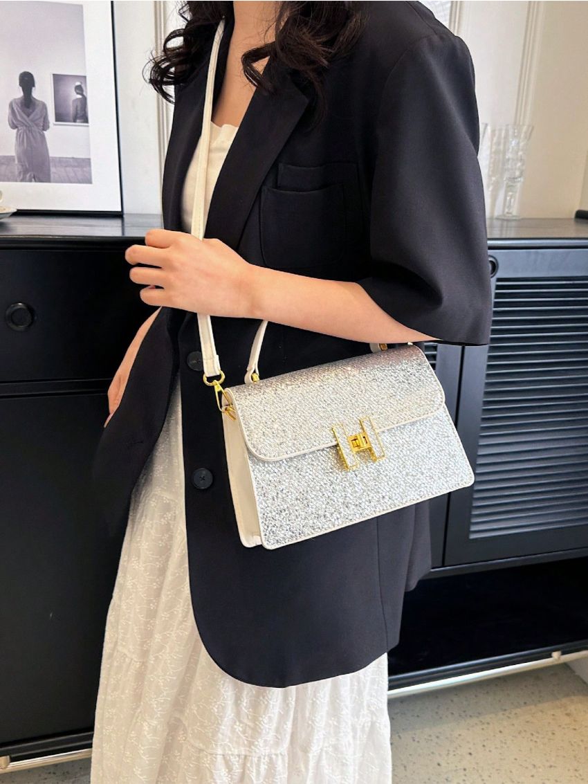 Glitter Square Bag Small Flap Glamorous For Party