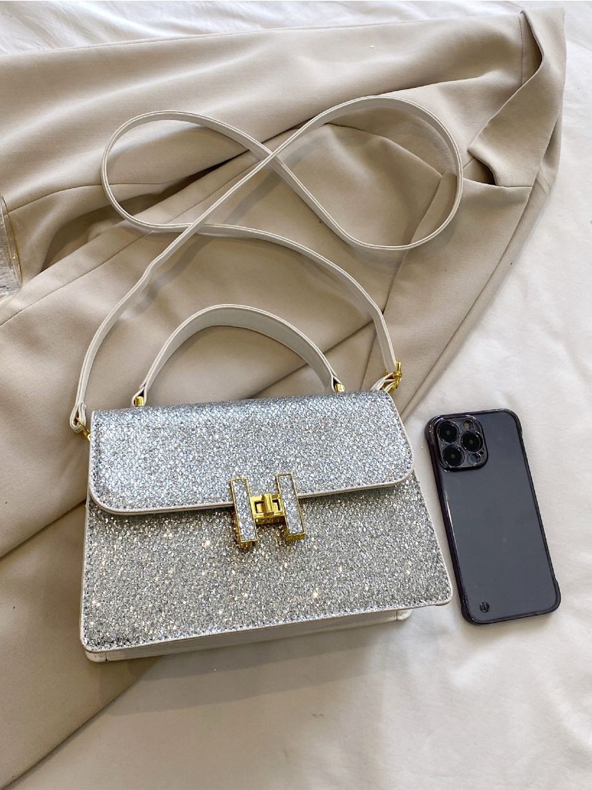 Glitter Square Bag Small Flap Glamorous For Party