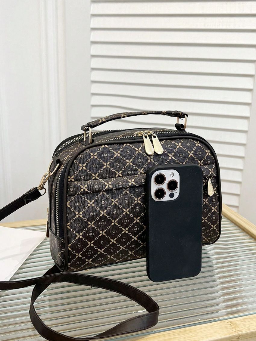 Geometric Pattern Dome Bag Small Top Handle