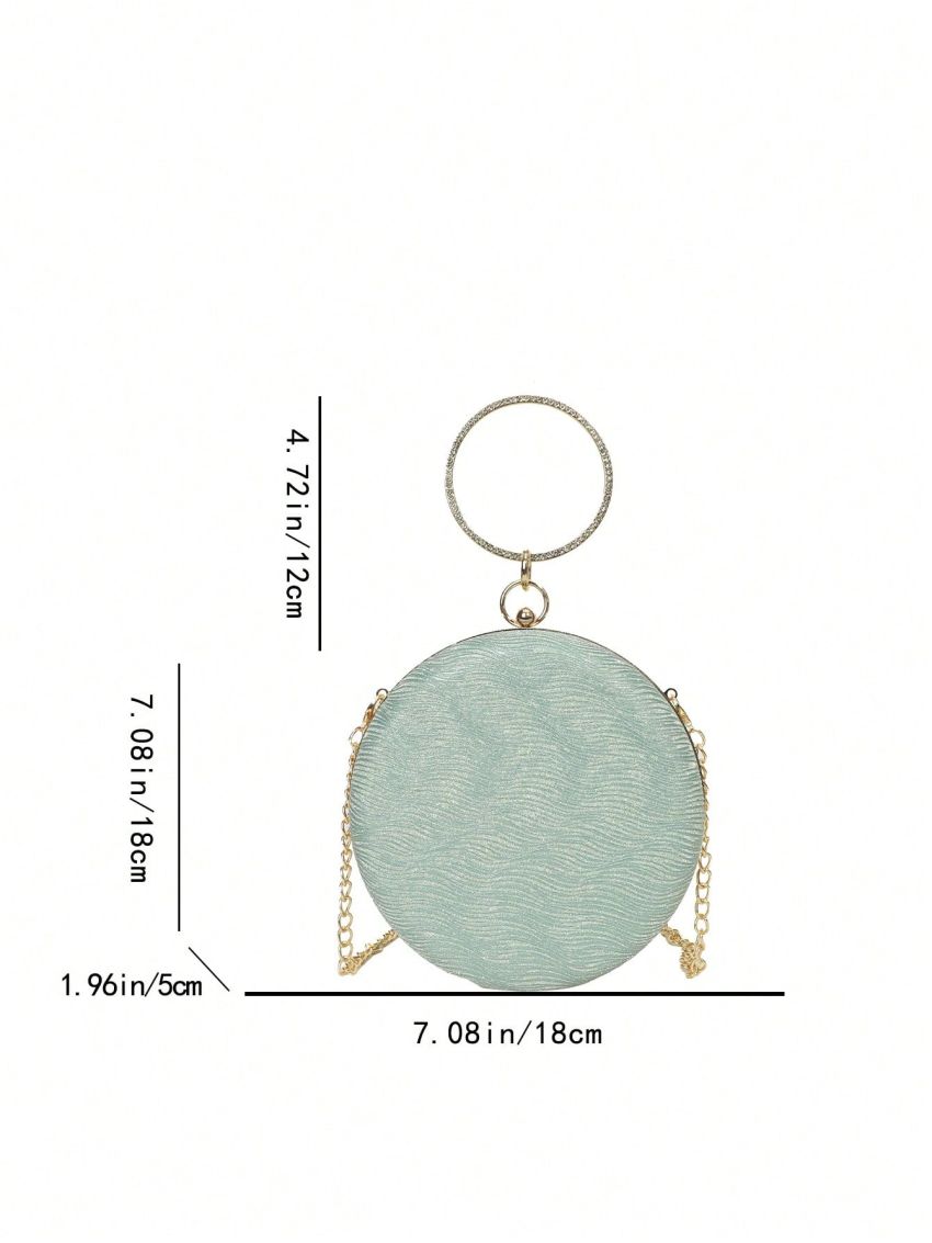 Mini Circle Bag Glitter Ring Strap For Party
