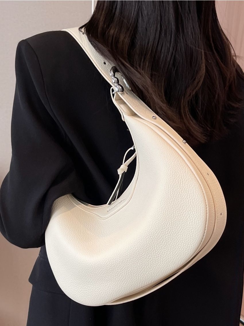 Letter Graphic Hobo Bag Zipper Medium