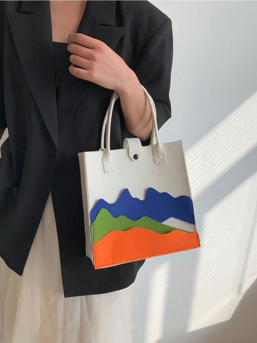 Color Block Square Bag Fashionable