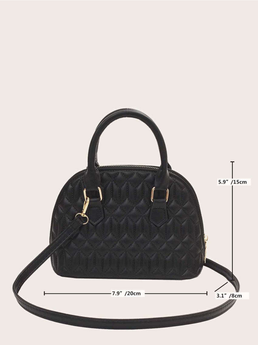 Quilted Dome Bag Mini Double Handle Black