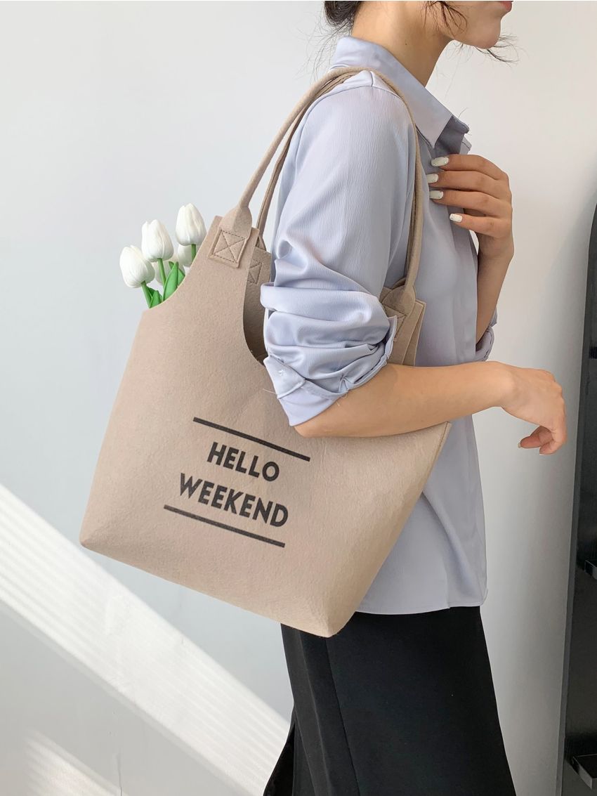 Medium Hobo Bag Letter Pattern Double Handle For Daily