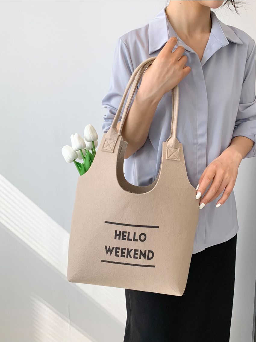 Medium Hobo Bag Letter Pattern Double Handle For Daily