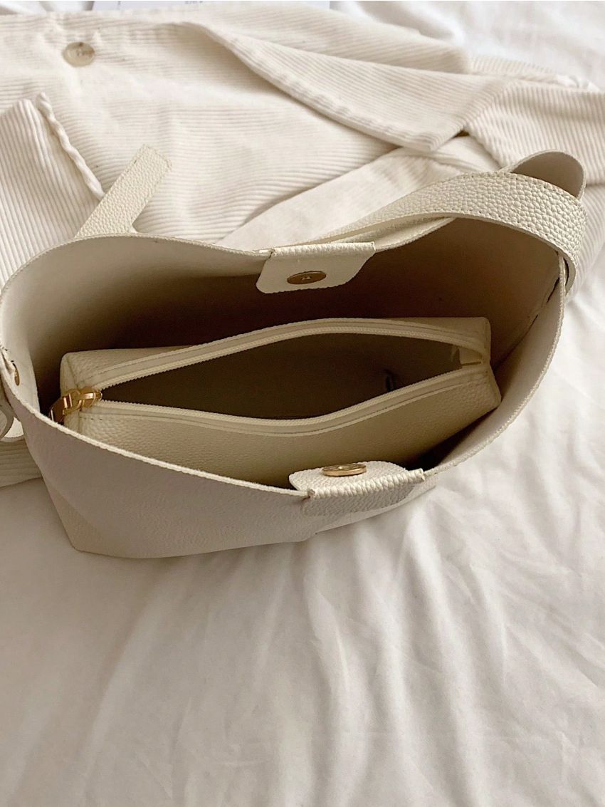 Solid White Bucket Bag Minimalist & Elegant Style