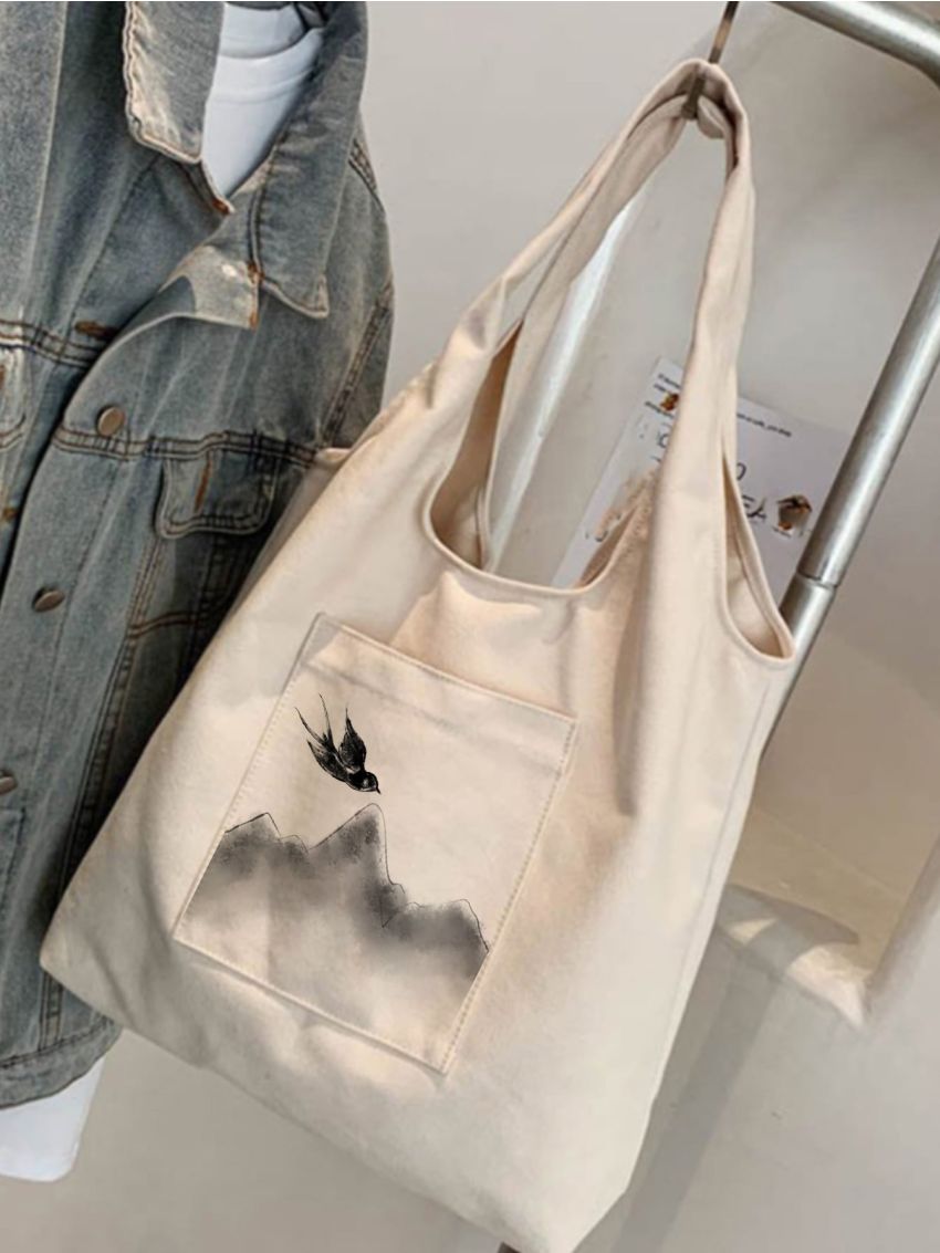 Landscape Graphic Shopper Bag Canvas Double Handle