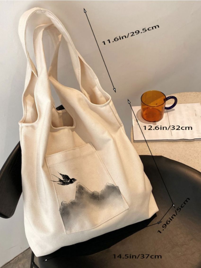 Landscape Graphic Shopper Bag Canvas Double Handle
