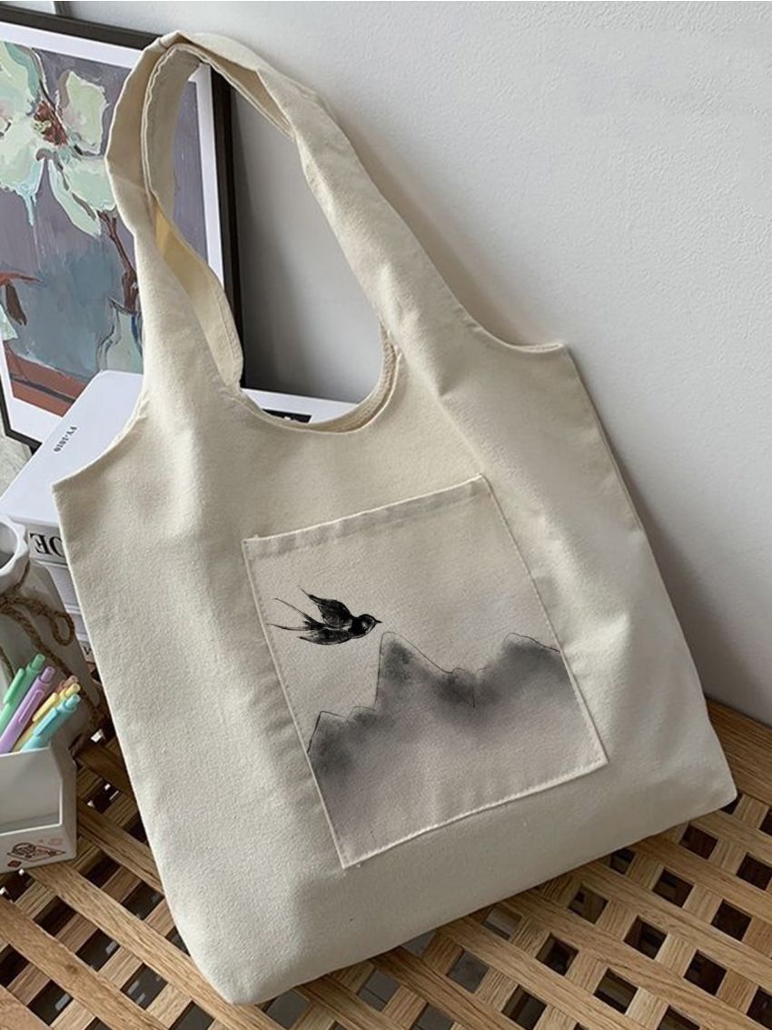 Landscape Graphic Shopper Bag Canvas Double Handle