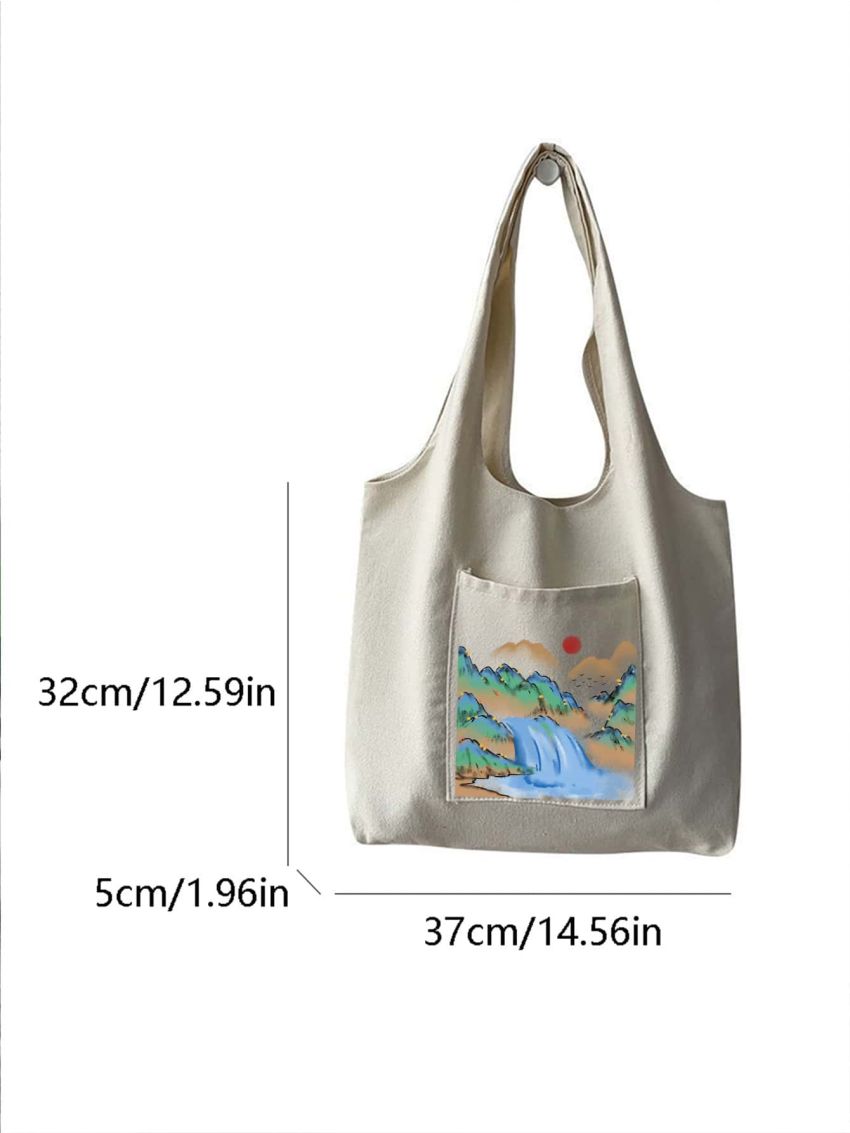 Landscape Graphic Shopper Bag Canvas Casual