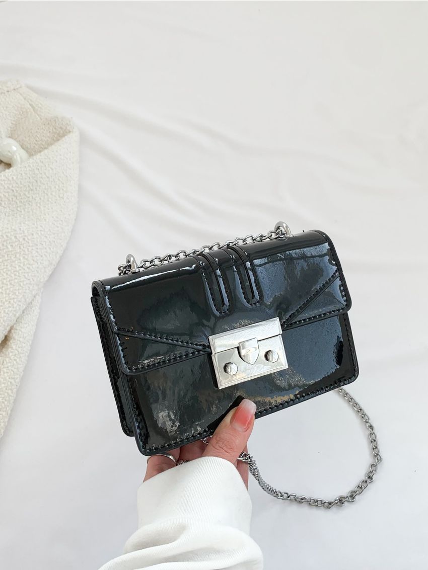 Mini Metal Decor Flap Square Bag Chain Fashion