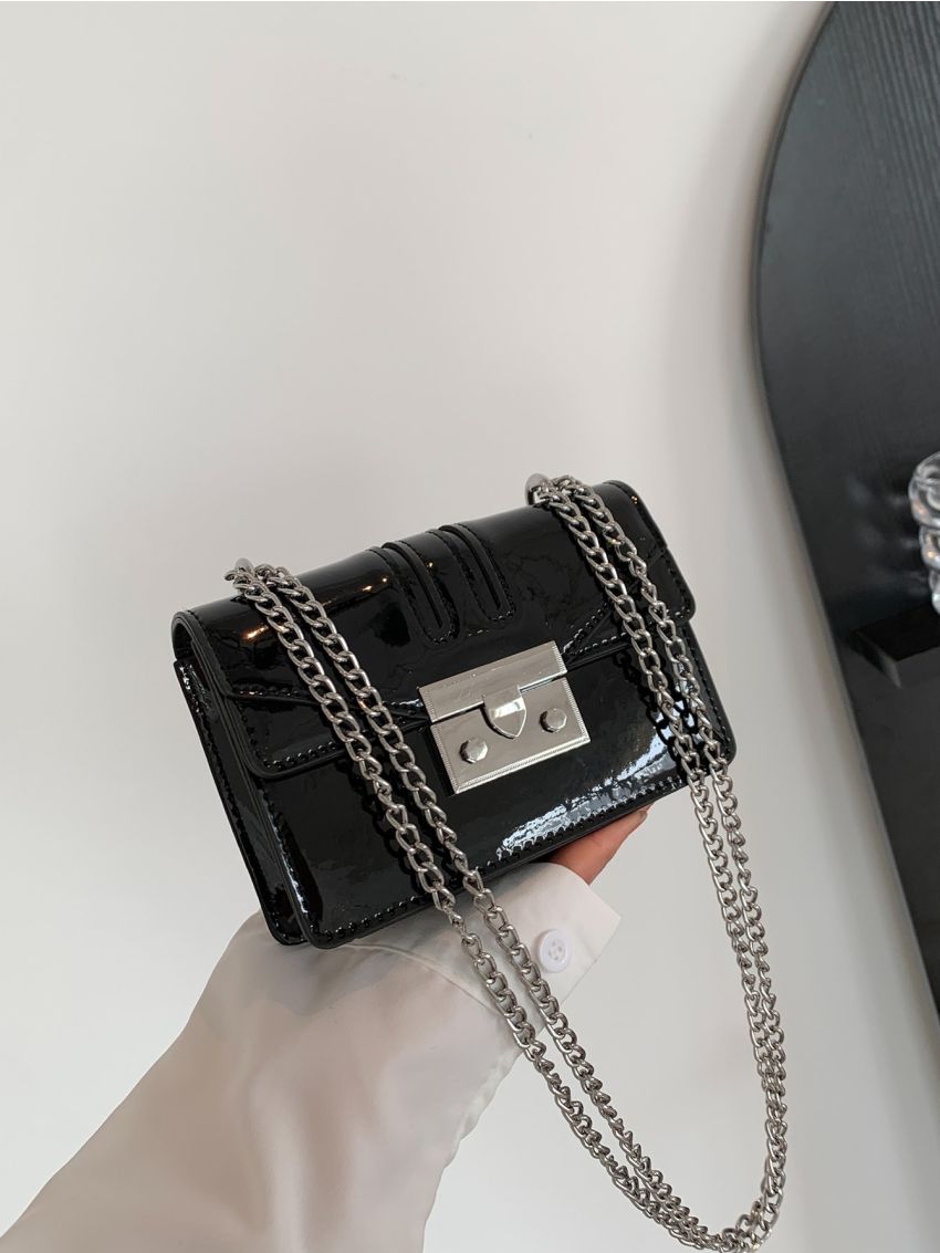 Mini Square Bag Metallic Pattern Chain Strap