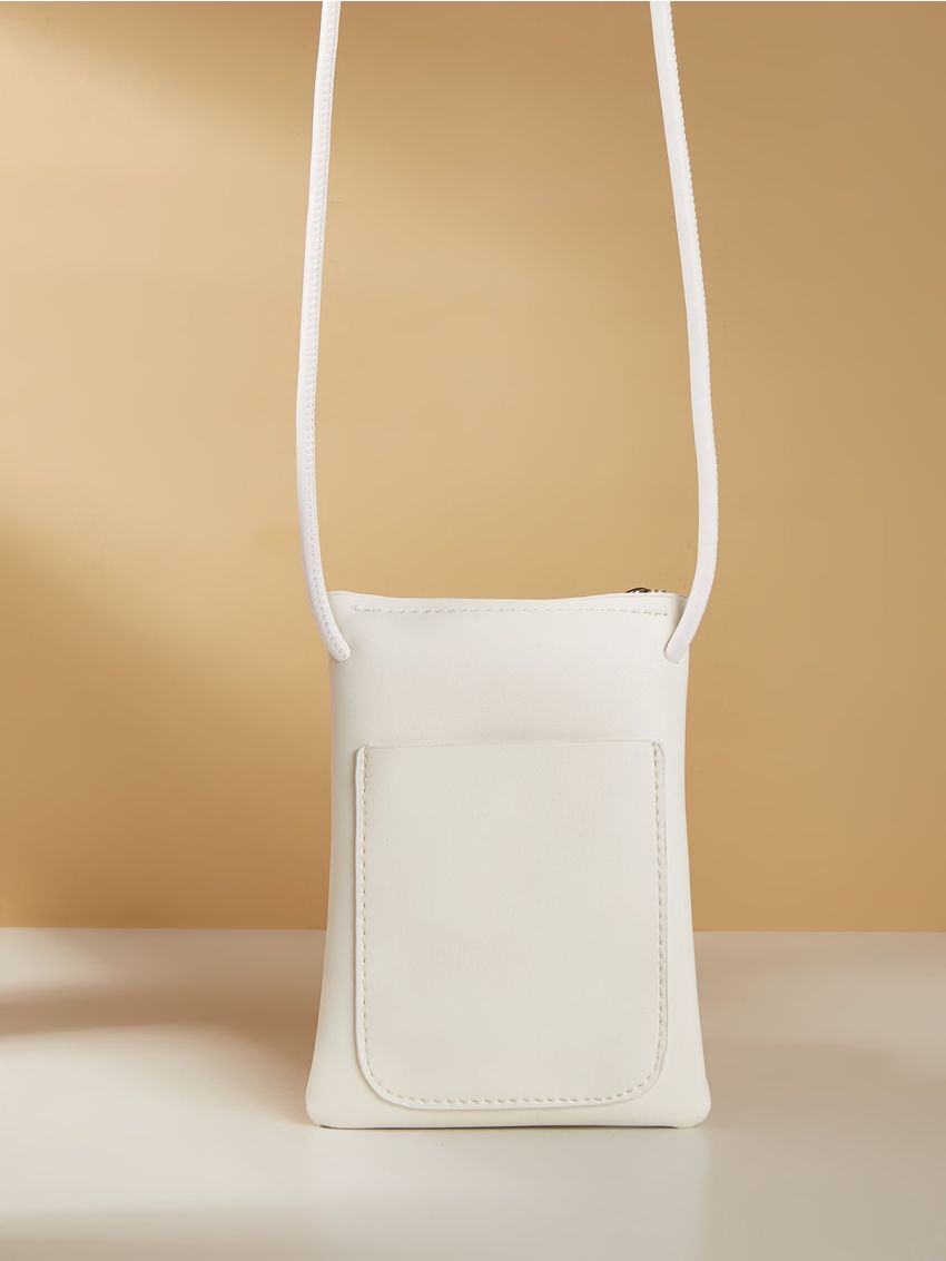 Beige Fashionable PU Phone Wallet Crossbody Bag With Coin Purse