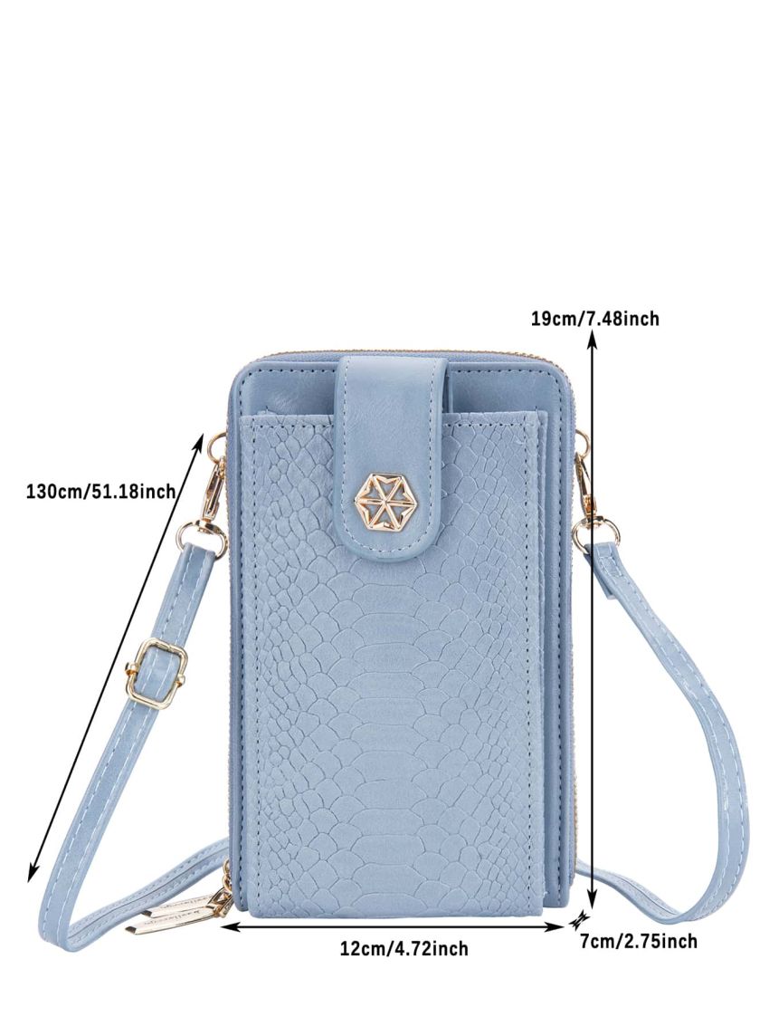 Crocodile Embossed Phone Wallet Dusty Pink Fashionable Pocket Front For Daily