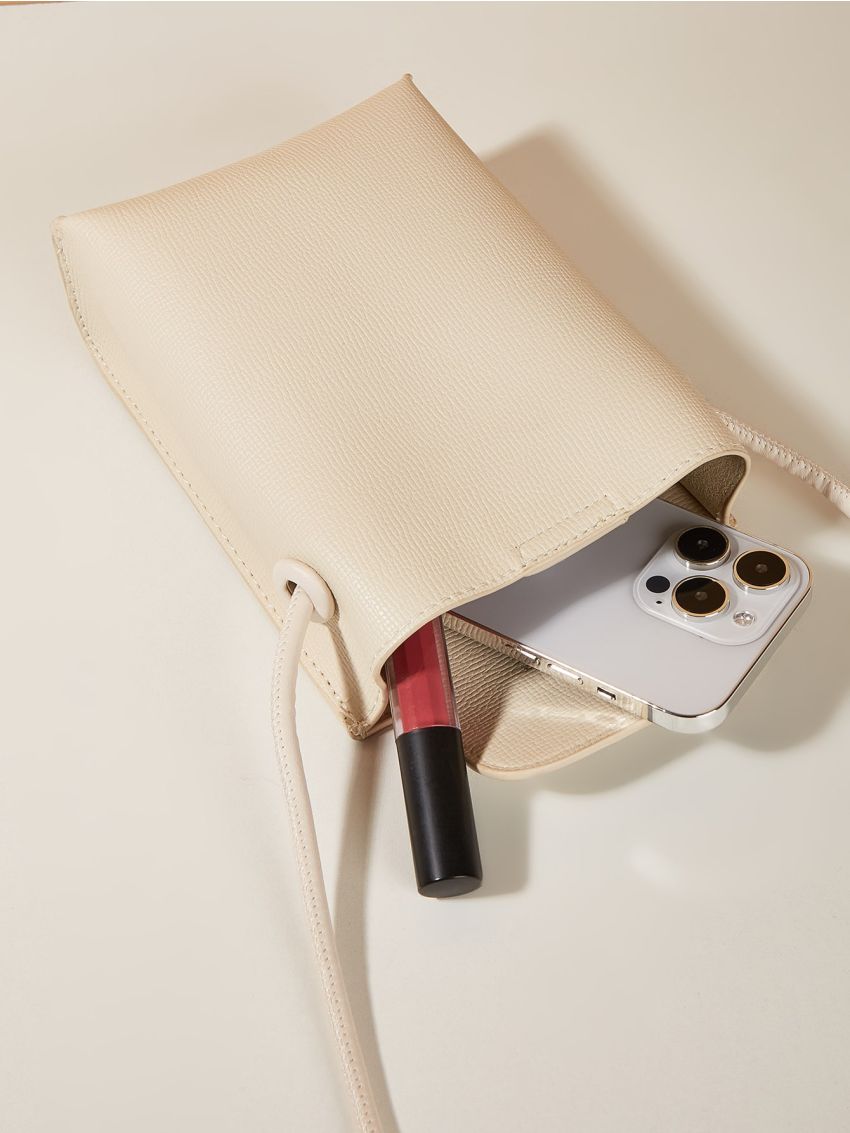 White Square Bag Litchi Embossed No-closure PU