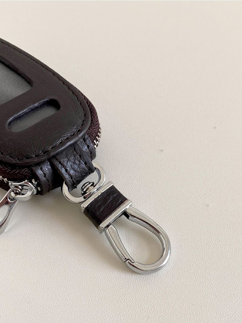 Genuine Leather Key Case Litchi Embossed