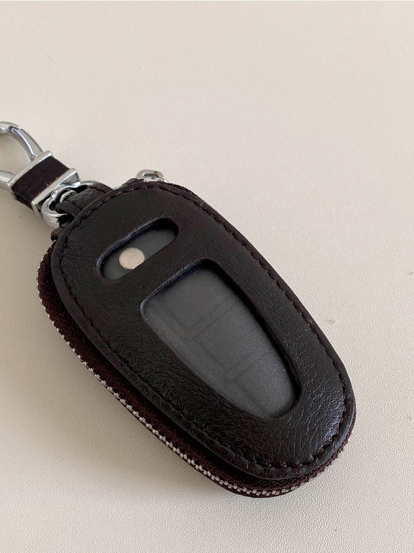 Genuine Leather Key Case Litchi Embossed