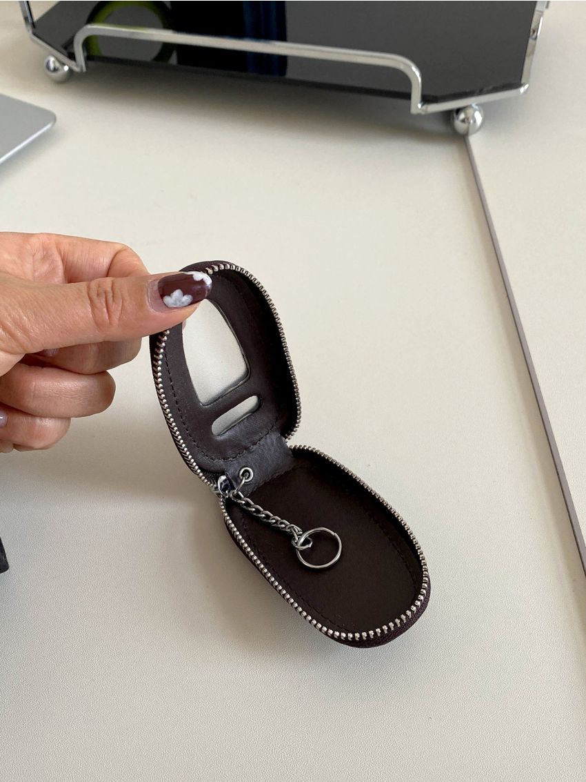 Genuine Leather Key Case Litchi Embossed