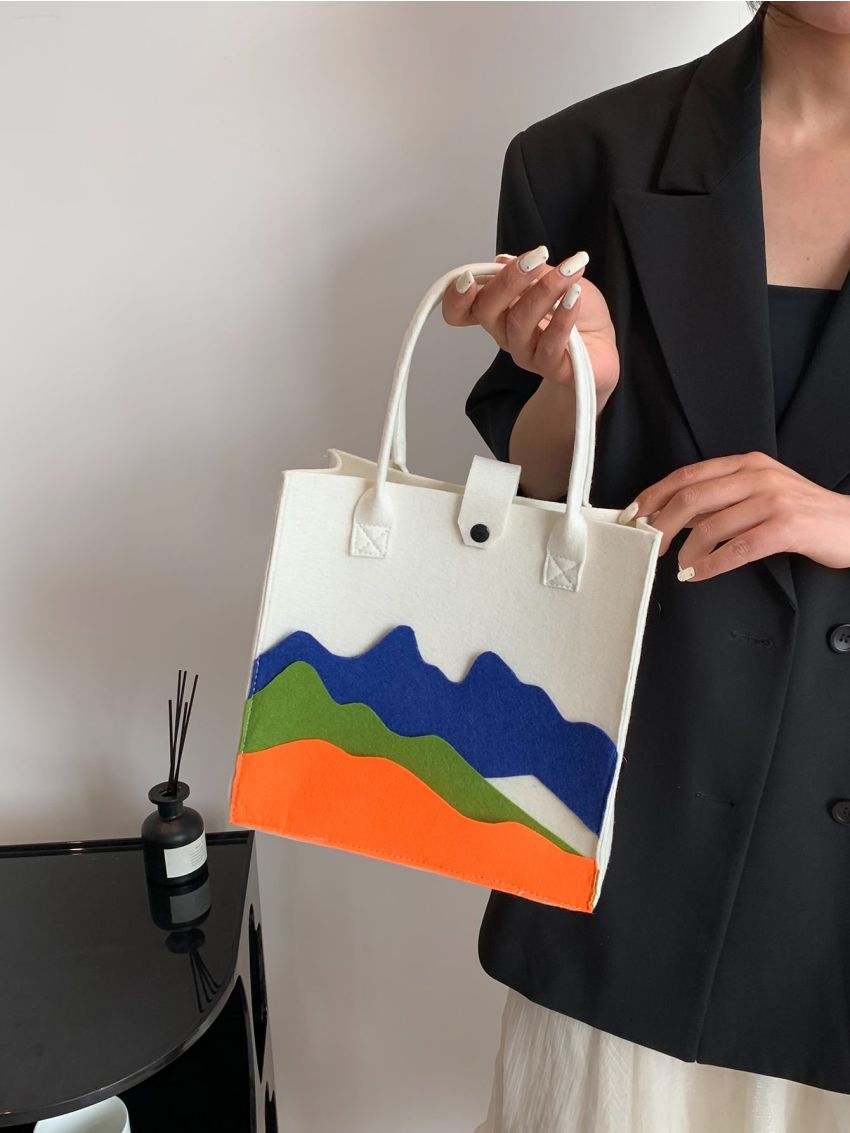 Color Block Square Bag Fashionable