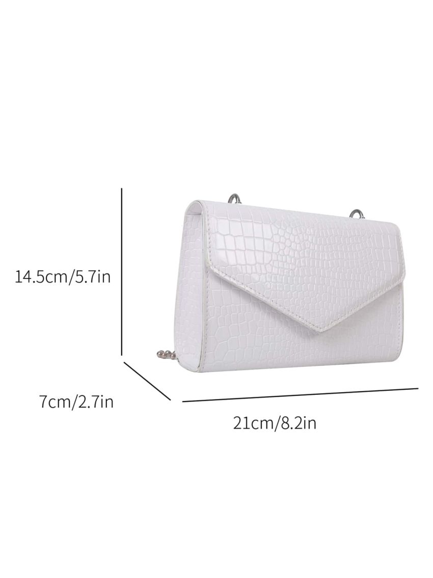 Crocodile Embossed Square Bag Chain Flap PU