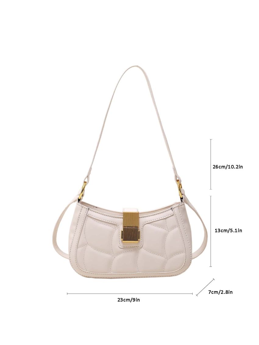 Quilted Hobo Bag Metal Decor PU
